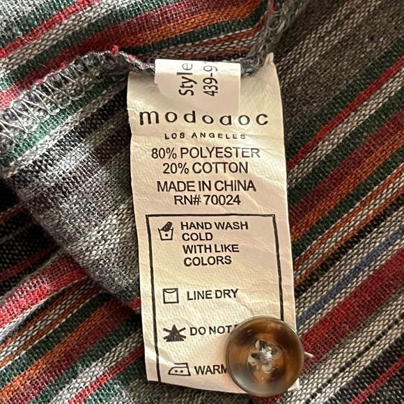 Mod-o-doc Los Angeles Blue Sandcastle Striped Button Front Tank Dress - Picture 5 of 5